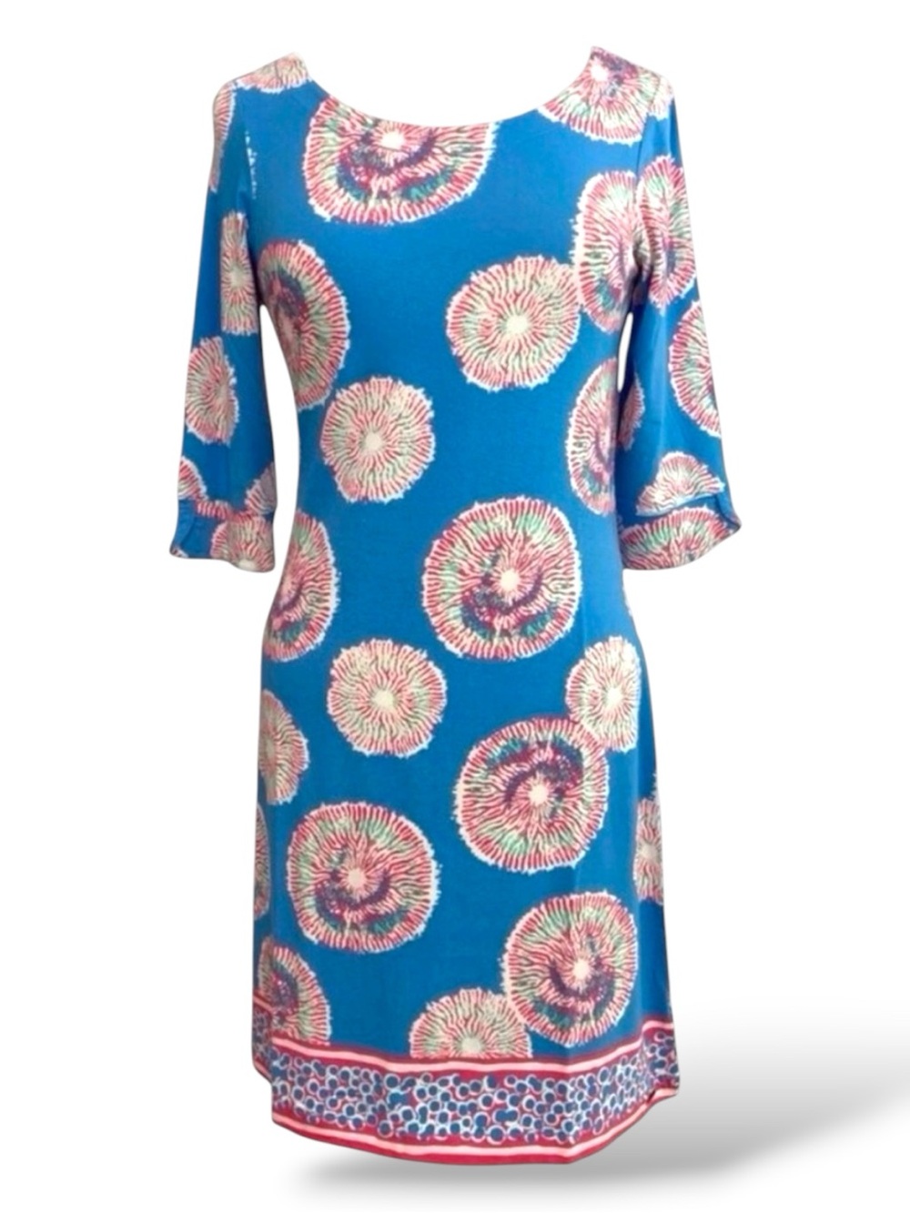 Harley NWT Lucy dress sunburst blue pink white coastal jersey V neck size small